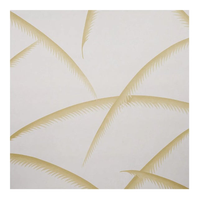 Sample - Schumacher Deco Palms Wallpaper in Gold For Sale