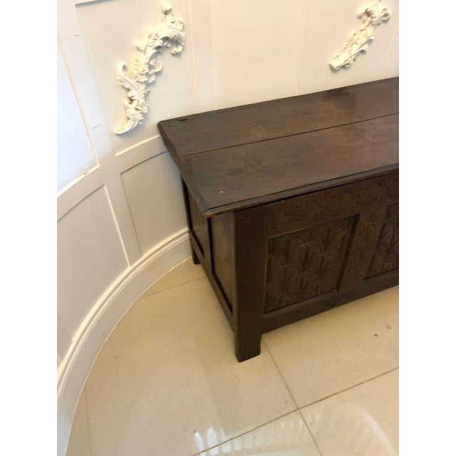 17th Century Antique Carved Oak Chest with Original Candle Box, 1680 For Sale - Image 5 of 12