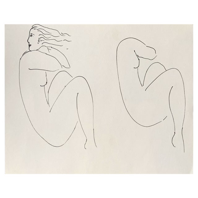 Anna Bertrand, A Woman, Ink on Paper For Sale