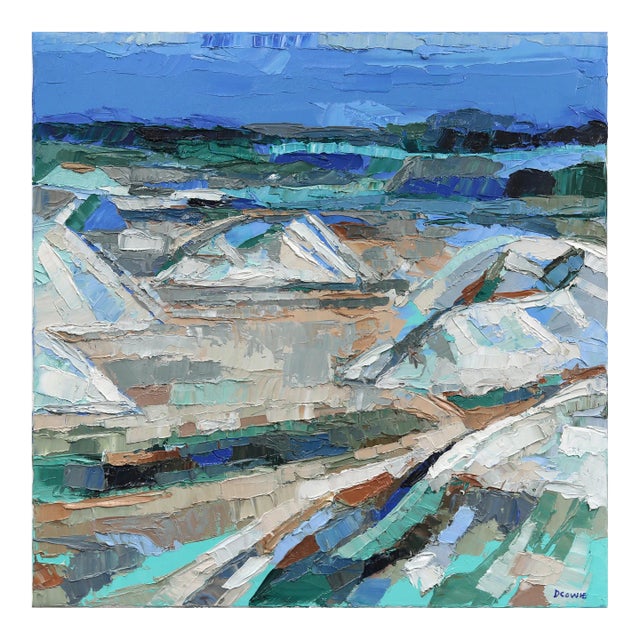 Quarry Landscape - Impasto Abstract Blue Grey Beige Painting Original Artwork by Dana Cowie For Sale