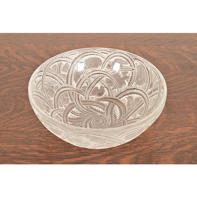 Lalique Lalique "Pinsons" Art Deco Frosted Crystal Glass Bowl, Circa 1930s For Sale - Image 4 of 10