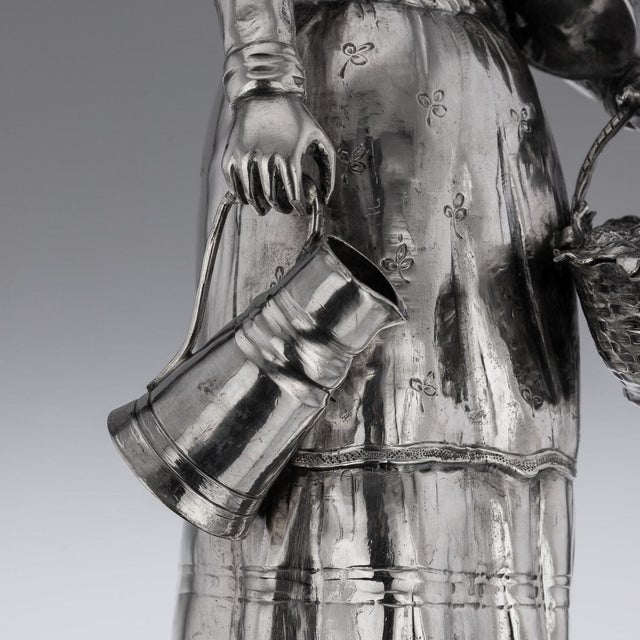 19th Century German Silver Figure of a Fruit Seller, 1880 For Sale - Image 14 of 18