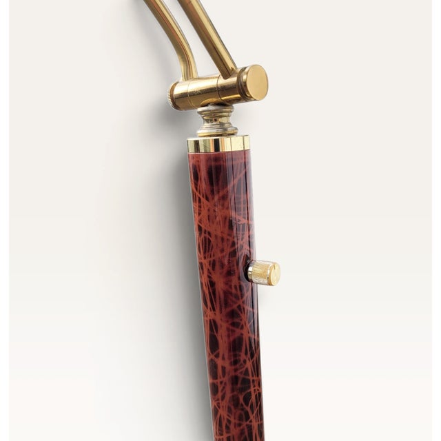 Mid-Century Italian Lacquered Goatskin & Brass Adjustable Torchiere Floor Lamp, 1950s For Sale - Image 12 of 18