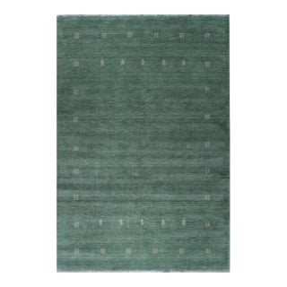 4x6 Laine Amara Green Minimalist Modern Handmade Wool Carpet Rug For Sale