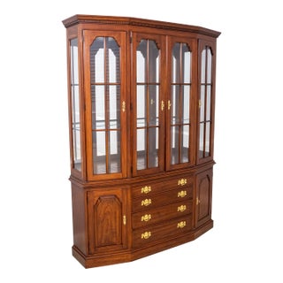 Henkel Harris Cherry 4 Door China Cabinet Breakfront For Sale