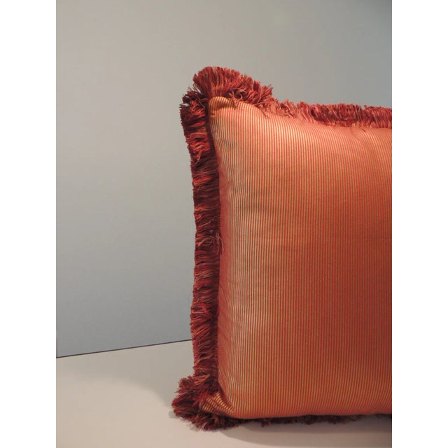 Vintage Orange and Gold Needlepoint Tapestry Square Decorative Pillow For Sale In Tampa - Image 6 of 8