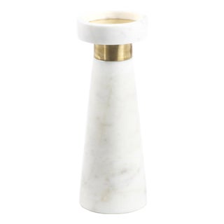 Mannara Marble Pillar Candle Holder, 10" For Sale