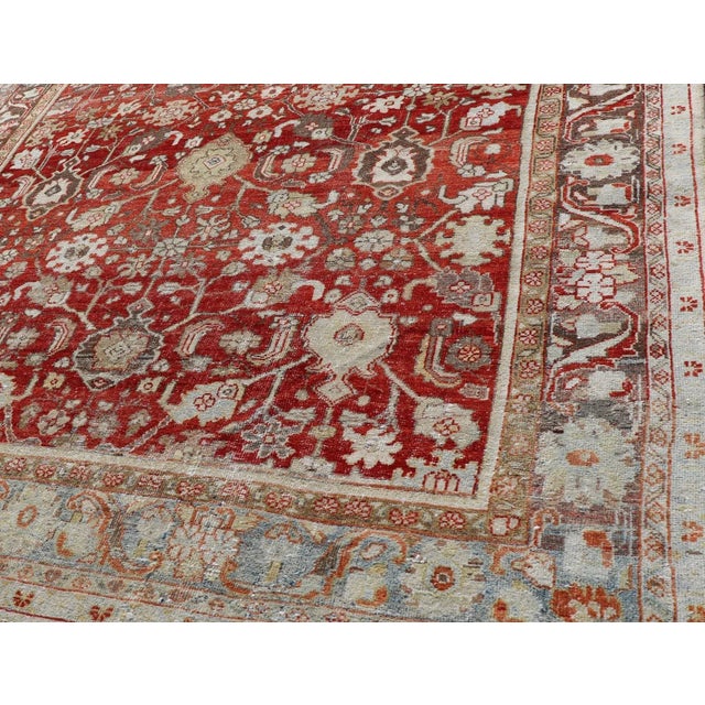 Textile Mid 20th Century Vintage Persian Sultanabad-Mahal With All-Over Sub-Geometric Floral Design 7'1 X 11'6 For Sale - Image 7 of 13