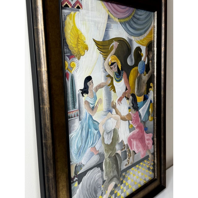 Signed Mid-Century British Surrealist Watercolour Death of Cleopatra Framed For Sale - Image 6 of 12