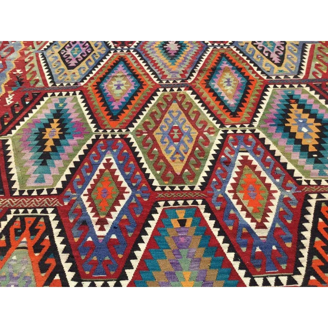 1960s Large Colorful Vintage Turkish Kilim Rug - 75.5" X 144.5" For Sale - Image 5 of 7