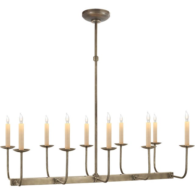 Linear Branched Chandelier in Antique Nickel Designer: Chapman & Myers Min. Custom Height: 24" O/A Height: 53" Canopy:...