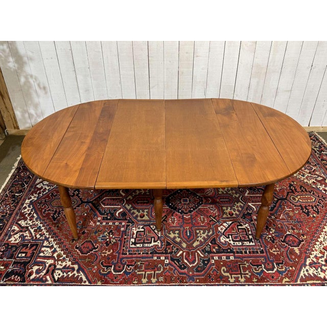 Louis Philippe Round Cherry Wood Table with 2 Extension Leaves, 1950s For Sale - Image 17 of 18