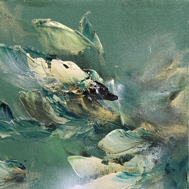 Abstract Healing Forest - Abstract Green Tone Textural Floral Acrylic Canvas Painting Original Artwork by Ve Boisvert For Sale - Image 3 of 9