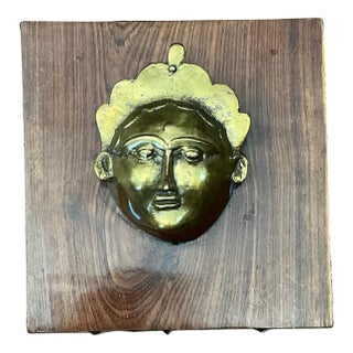 Vintage Brass Face Plaque For Sale