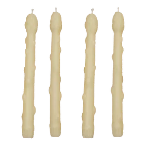 Asparagus Beeswax Taper Candles in Alabaster White Set of Four