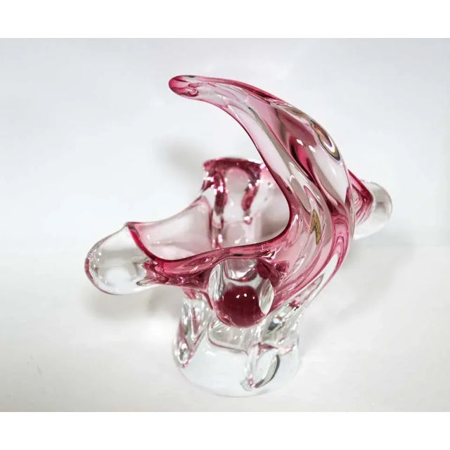 Free-blown cranberry glass bowl, spike rim, ovoid form crystal by Bohemia Czechoslovakia. Could be used as a vide poche or...