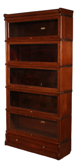 Oak Bookcase with Drawer by Globe Wernicke