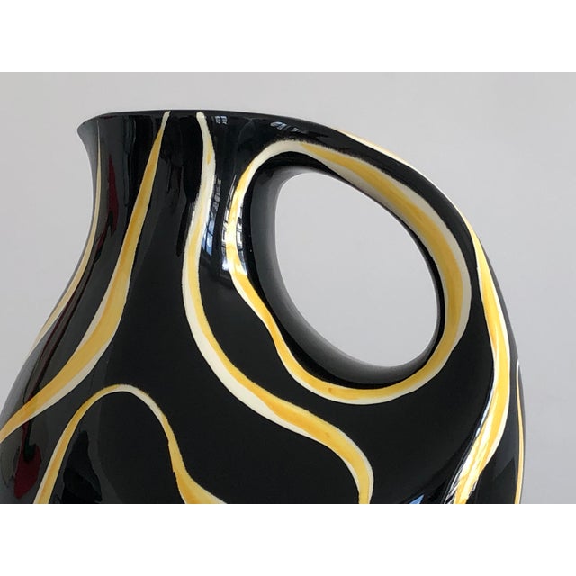 Black Free-Form Ceramic Pitcher or Vase attributed to Anneliese Beckh, 1950s For Sale - Image 8 of 9