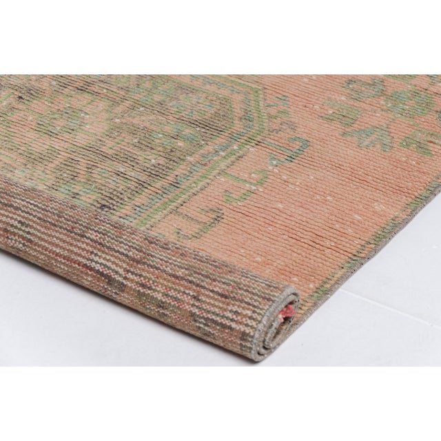 1960s Light Pink Low Pile Oushak Runner For Sale - Image 4 of 10