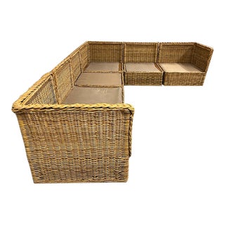 Vintage Cane Rattan Wicker Sofa, 6 Piece For Sale
