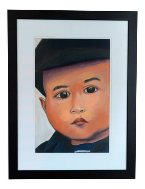 Charcoal Pastel Young Boy Portrait Drawing