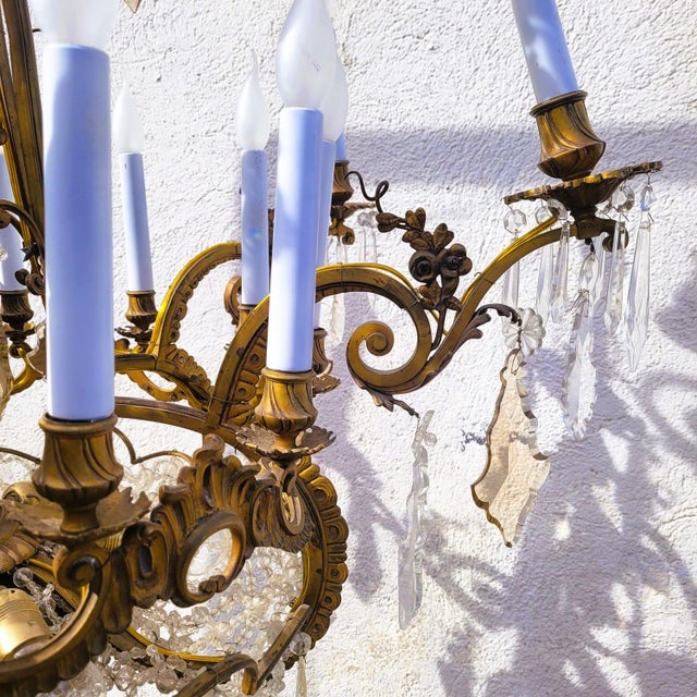 Large 20th Century Chandelier in Bronze and Crystal For Sale - Image 9 of 17