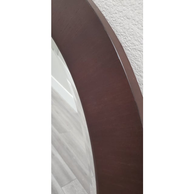 Contemporary Ethan Allen Round Wood Mirror Chairish