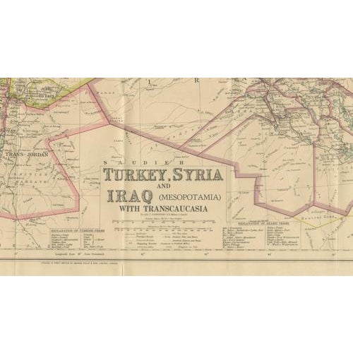 Paper Philips Imperial Map of Turkey with Syria and Iraq and Transcaucasia, 1920s For Sale - Image 7 of 13