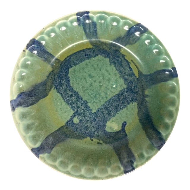 Artisan Hand Painted Stoneware Pie Plate Platter For Sale