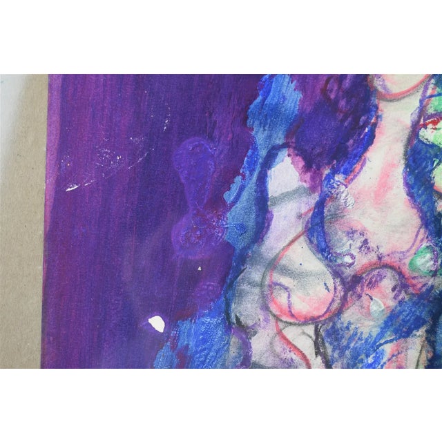 Paint Vintage Original Lucia Wilcox Gouache Mixed Median Abstract Nudes Painting Sketch For Sale - Image 7 of 10