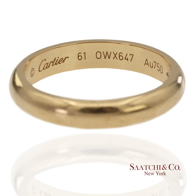 Early 21st Century 18k 750 Solid Yellow Gold Cartier Band Ring, Size 9.5 For Sale - Image 5 of 10