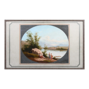 19th Century Architectural Panel Oil & Canvas on Board