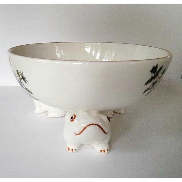 Ceramic Vintage Italian Este Ceramiche Hand-Painted Floral Ceramic Frog Centerpiece Bowl for Tiffany & Co. For Sale - Image 7 of 10
