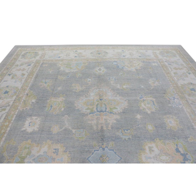 Textile Oriental Hand Knotted Rug Turkish Oushak 10'6" x 13'8" For Sale - Image 7 of 7