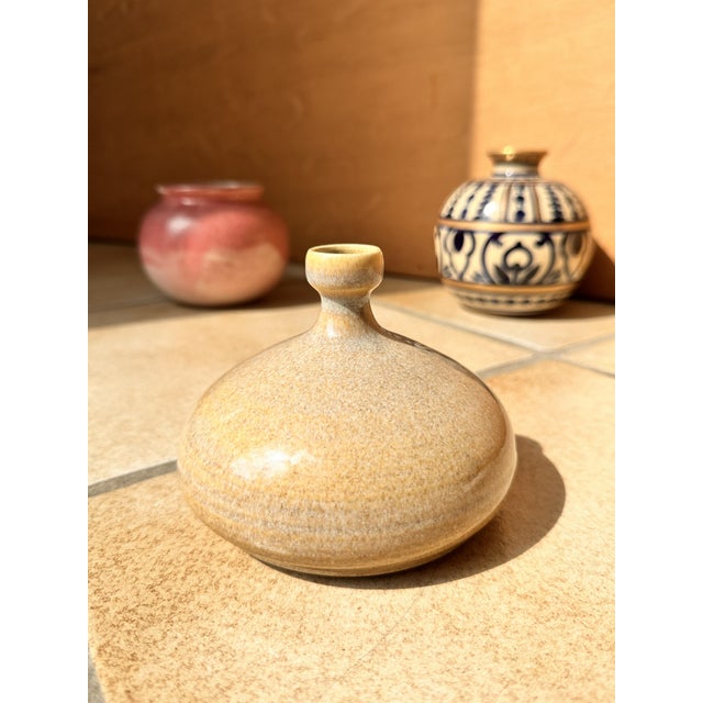 Studio Ceramic Vase with Blue Accents, Germany, 1970s For Sale - Image 9 of 11