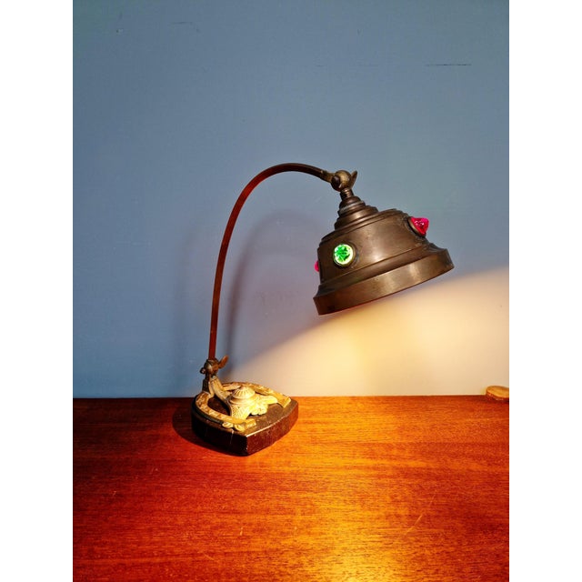 Art Nouveau Desk Lamp in Brass and Black Marble, 1910s For Sale - Image 12 of 18