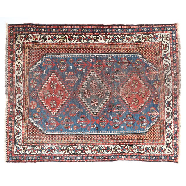 Tribal Handmade Sky Blue Tones Vintage Kaskay Rug -5' X 3' 9'' For Sale - Image 3 of 15