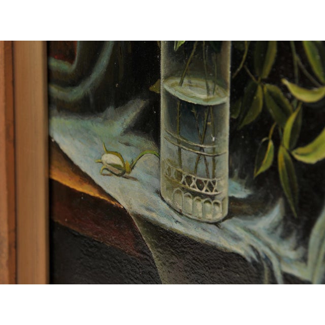 Antique Oil Painting Signed Artist's Study of Cherokee Roses in a Glass For Sale - Image 11 of 18