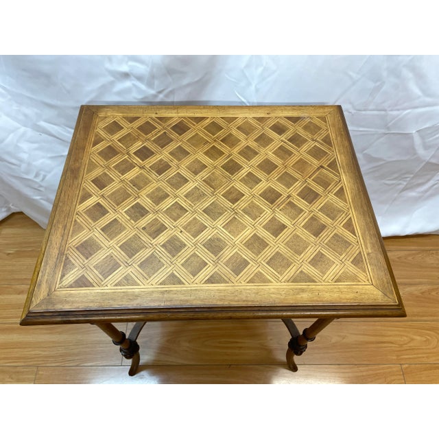 1920's Parquetry Top Table Singed Heuer 24 x 19 x 28