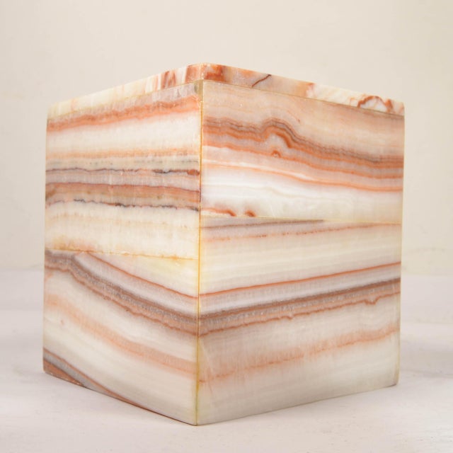 Calvin Klein Vintage Mid-Century Modern Onyx Gemstone Tissue Box Cover Paper Boutique Box For Sale - Image 4 of 12