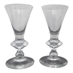 Early 20th Century Steuben 7737 Teardrop Pattern Cordial 4 1/8" Wine Glass Pair Set of 2