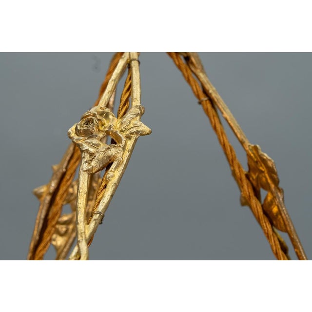 Art Nouveau Pendant Light with Amber-Ochre Glass by Muller Frères, France, 1920 For Sale - Image 17 of 18