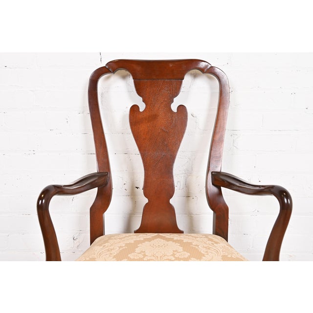 Wood Baker Furniture Historic Charleston Queen Anne Carved Mahogany Dining Armchairs, Pair For Sale - Image 7 of 12