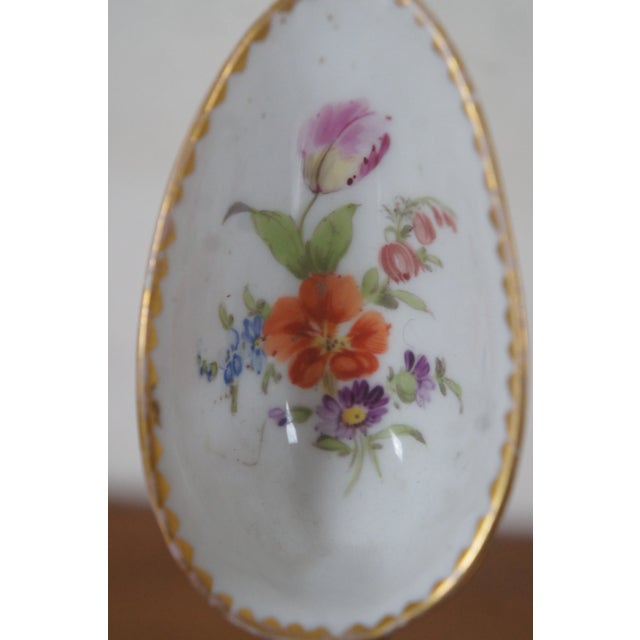 Antique German Meissen Dresden Sprays Porcelain Floral Serving Spoon For Sale - Image 6 of 11
