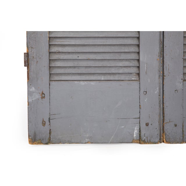 Pair of Weathered Gray-Painted Arched Dome Louvered Doors, 19th Century For Sale - Image 10 of 17