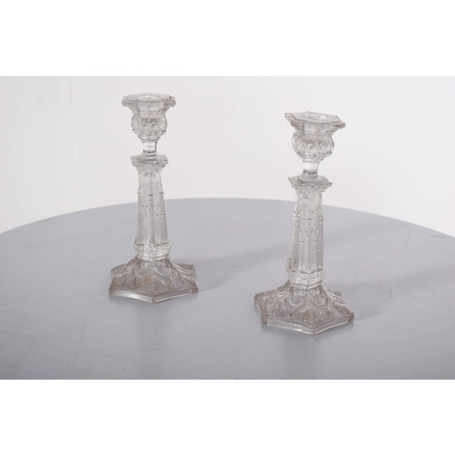 Glass Glass Candleholder with Relief Work, 1920s For Sale - Image 7 of 8