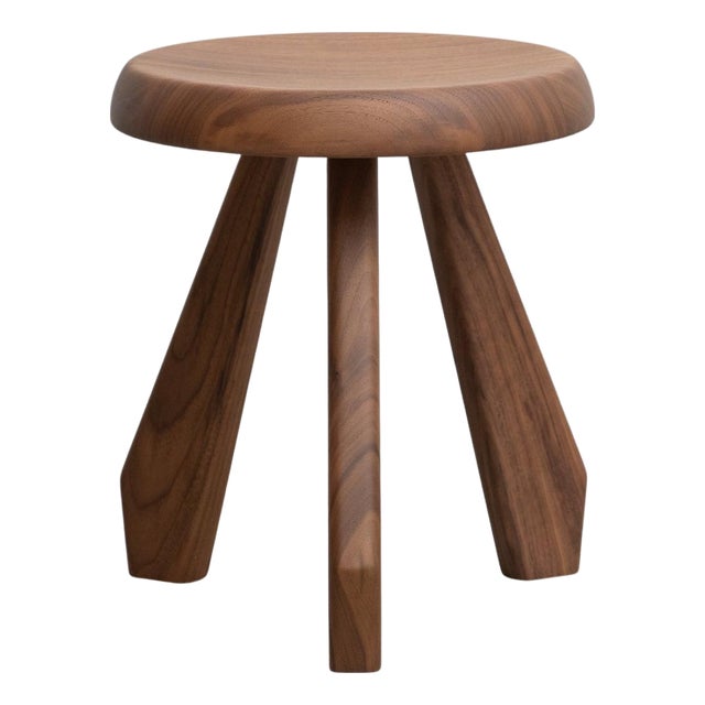 Mid-Century Modern Walnut Meribel Stool from Charlotte Perriand For Sale