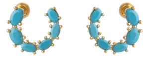 Turquoise Breeze Stud Hoop Earrings, A Pair