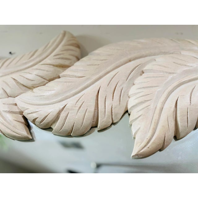 Serge Roche Style Wood Carved Palm Tree Front Console Table & Mirror For Sale In Miami - Image 6 of 12