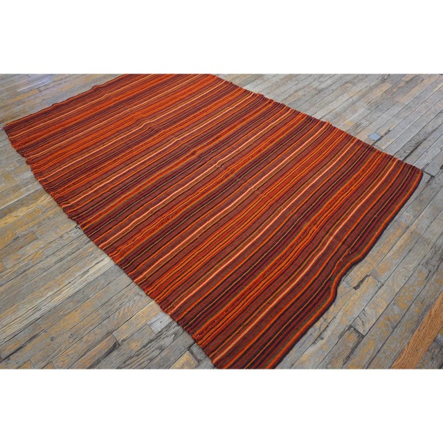 1950s 1950s Red Stripe Modern Vintage Mid Century Turkish Decorative Kilim Rug For Sale - Image 5 of 5
